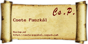 Csete Paszkál névjegykártya